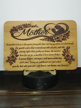 Mother - Engraved Bamboo Plaque - With Stand